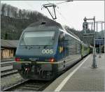 Die BLS Re 465 005-7 in Wolhusen (RE Luzern - Bern).