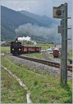 DFB Dampfbahn Furka Bergstrecke/756552/100-jahre-brig---gletsch-die 100 Jahre Brig - Gletsch: die DFB HG 3/4 N° 9 verlässt Oberwald in Richtung Gletsch.

16. August 2014