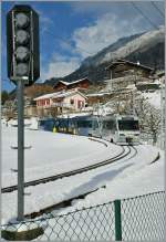 Halt vom dem Einfahrsignal in Blonay: CEV  Astro-Pleiades  und  Train des Etoile .
8. Feb. 2013