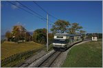 CEV/526002/ein-mvr-ex-cev-gtw-be Ein MVR (ex CEV) GTW Be 2/6 der ersten Generation auf dem Weg nach Montreux bei Châtelard..
27. Okt. 2016