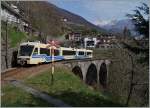 Der Centovalli-Express von Domodossola nach Locarno kurz vor Intragna. 
20. März 2014