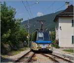 Der SSIF  Treno Panoramico  D 40 P verlässt nach der Kreuzung mit dem Gegenzug den kleinen Bahnhof Gagnone-Orcesco und fährt weiter Richtung Domodossola.
10. Juni 2014