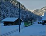 Bei erfrischenden -12° erreicht der ASD Regionalzug 426 bestehend aus Bt 432 un BDe  4/4 402 Les Diablerets (1155 müM).
25. Jan. 2014