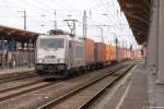 386 020-2 METRANS Rail s.r.o. mit einem Containerzug in Stendal und fuhr weiter in Richtung Wittenberge. 14.11.2015