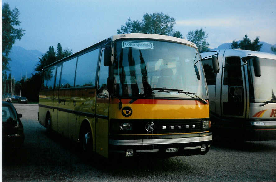 (012'621) - Barenco, Faido - TI 183'701 - Setra am 8. Juli 1995 in Thun, Lachenwiese