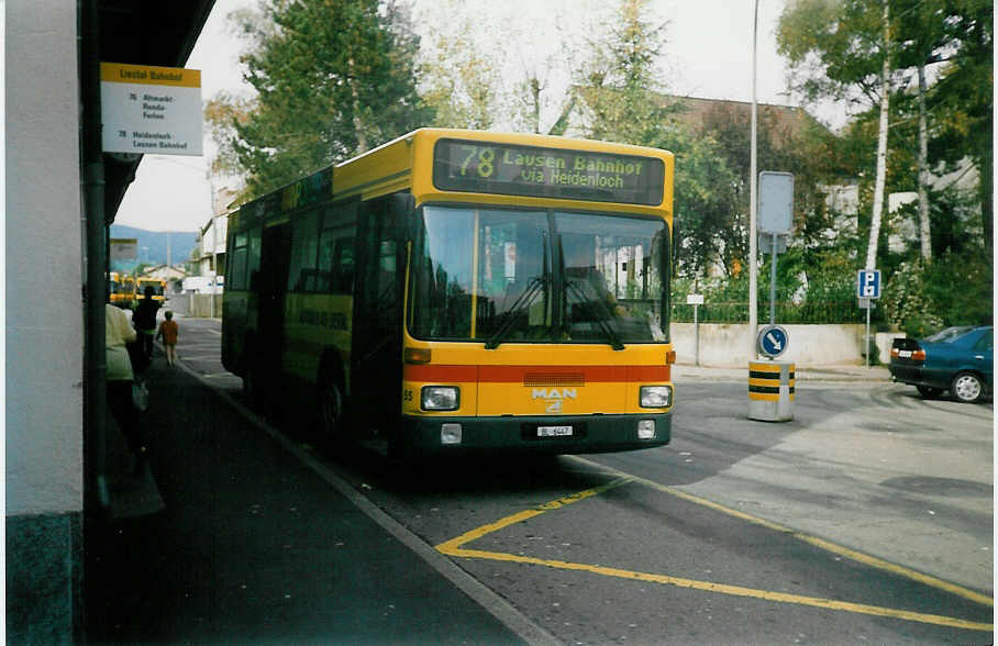 (020'026) - AAGL Liestal - Nr. 55/BL 6447 - MAN am 8. Oktober 1997 beim Bahnhof Liestal