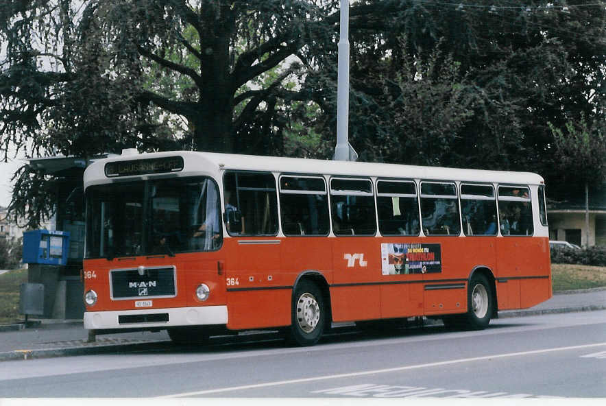 (025'623) - TL Lausanne - Nr. 364/VD 1543 - MAN am 22. August 1998 in Lausanne, Ccil