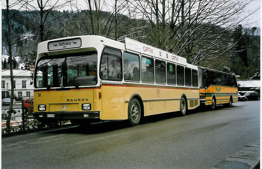 (038'921) - STI Thun - Nr. 58/BE 413'458 - Saurer/R&J am 17. Februar 2000 bei der Schifflndte Thun