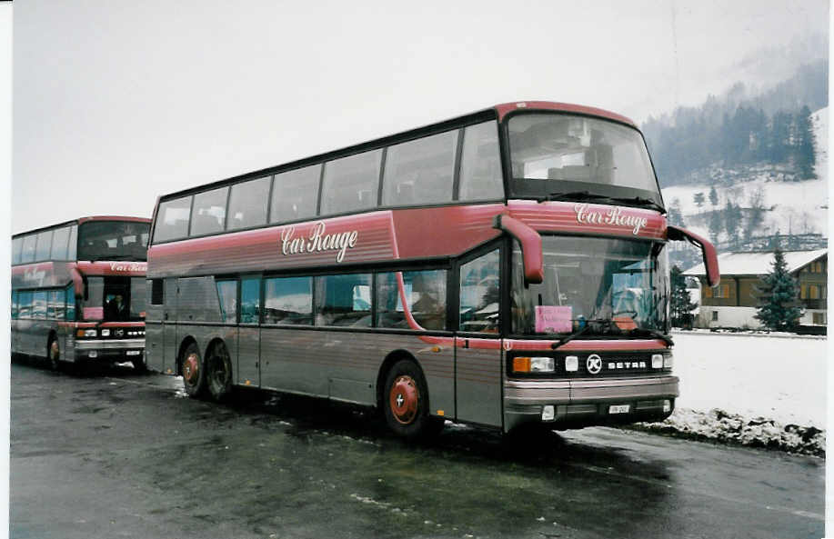 (039'108) - Car Rouge, Kerzers - Nr. 1/FR 241 - Setra am 19. Februar 2000 in Frutigen, Flugplatz