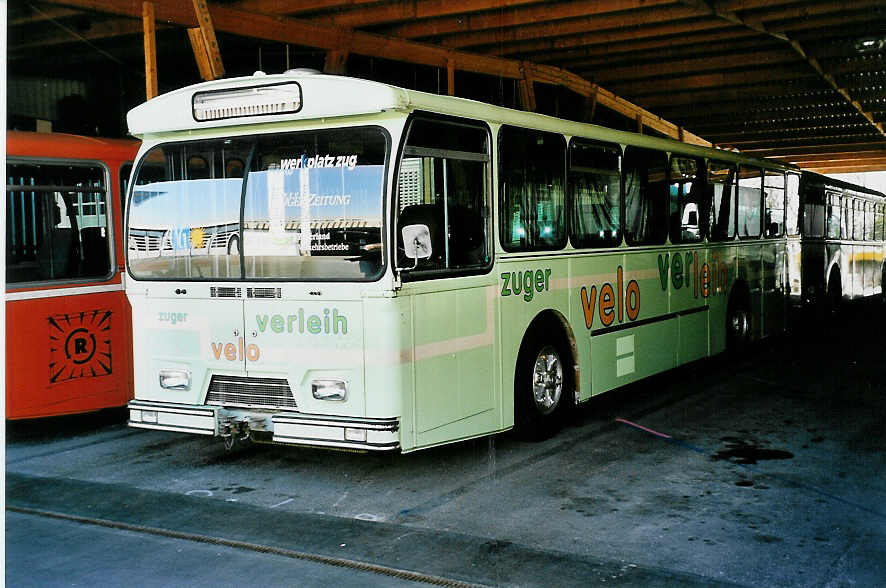 (040'206) - Stadt Zug, Zug - FBW/Hess (ex ZVB Zug Nr. 7) am 8. April 2000 in Zug, Garage ZVB