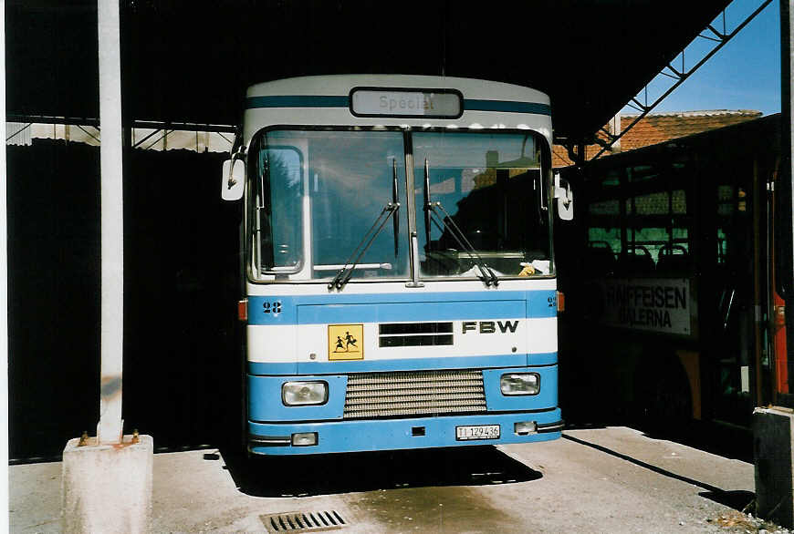 (046'215) - AMSA Chiasso - Nr. 28/TI 129'436 - FBW/Lauber (ex VMCV Clarens Nr. 24) am 24. April 2001 in Chiasso, Garage