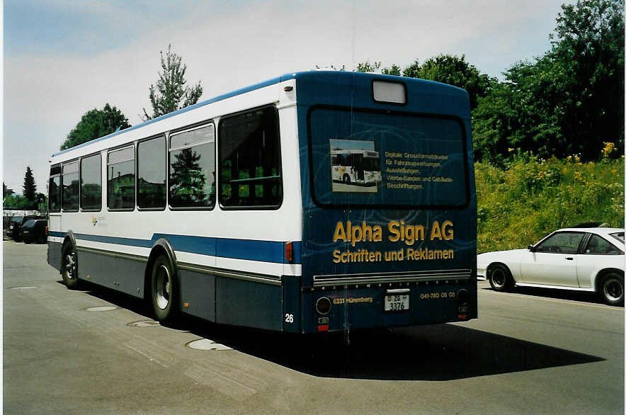 (047'709) - ZVB Zug - Nr. 26/ZG 3376 - FBW/R&J am 10. Juli 2001 in Zug, Garage