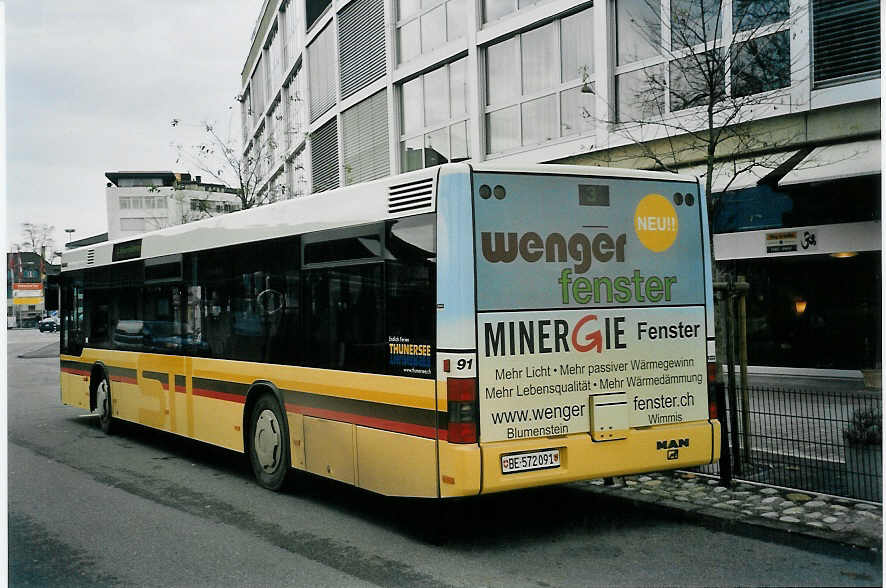 (057'723) - STI Thun - Nr. 91/BE 572'091 - MAN am 24. Dezember 2002 bei der Schifflndte Thun