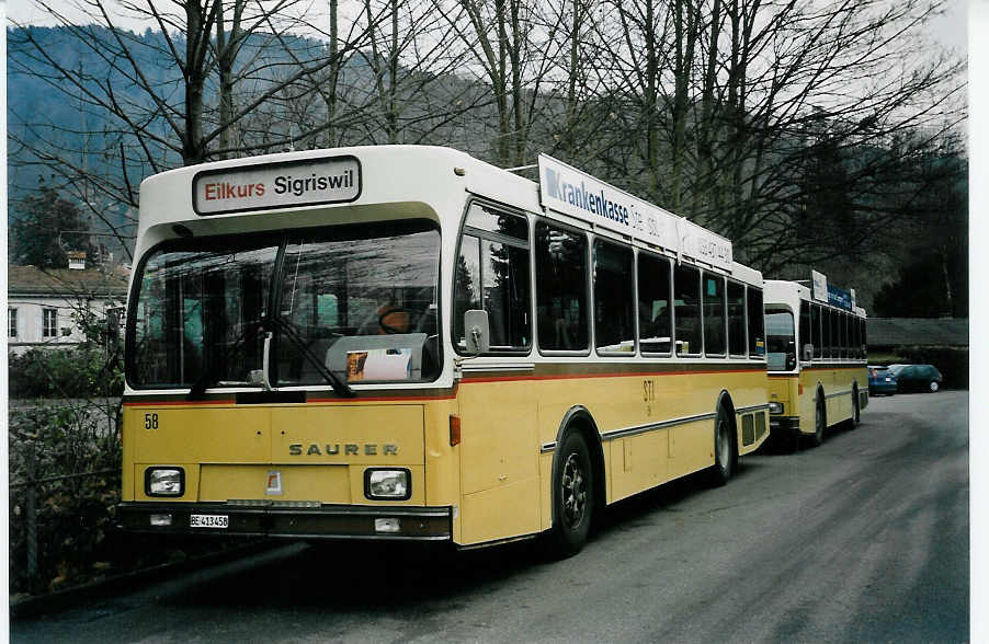 (057'724) - STI Thun - Nr. 58/BE 413'458 - Saurer/R&J am 24. Dezember 2002 bei der Schifflndte Thun