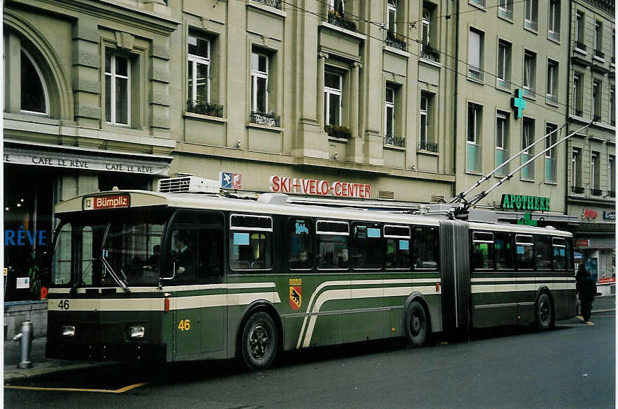 (058'607) - SVB Bern - Nr. 46 - FBW/Hess Gelenktrolleybus am 20. Januar 2003 in Bern, Hirschengraben