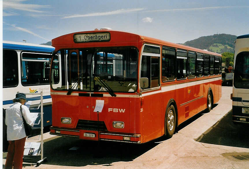 (060'921) - ZVB Zug - Nr. 28/ZG 3378 - FBW/Hess (ex Nr. 3) am 21. Juni 2003 in Hinwil, AMP