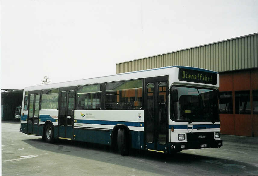 (065'725) - ZVB Zug - Nr. 91/ZG 54'611 - NAW/Hess (ex Nr. 1) am 28. Februar 2004 in Zug, Garage