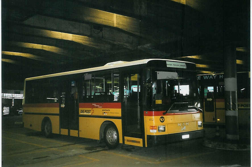 (065'823) - PostAuto Bern-Freiburg-Solothurn - Nr. 452/BE 615'593 - MAN/Hess (ex Trachsel, Hasle-Regsau; ex Loosli, Wyssachen) am 29. Februar 2004 in Bern, Postautostation