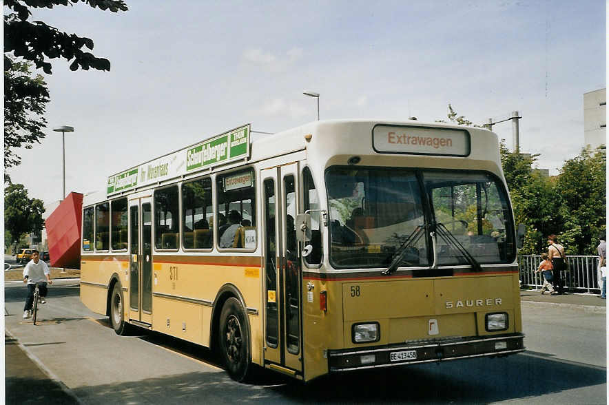 (070'329) - STI Thun - Nr. 58/BE 413'458 - Saurer/R&J am 22. August 2004 in Thun, KVA