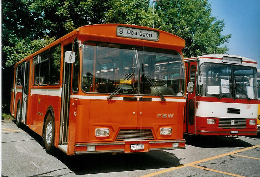 (077'621) - ZVB Zug - Nr. 153/ZG 72'153 - FBW/Hess (ex Nr. 28; ex Nr. 3) am 18. Juni 2005 in Hinwil, AMP