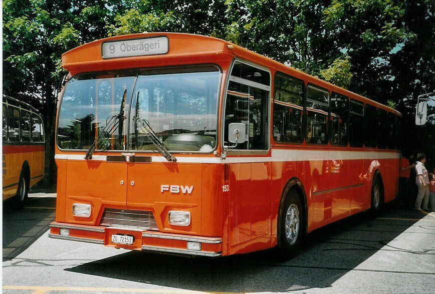 (077'704) - ZVB Zug - Nr. 153/ZG 72'153 - FBW/Hess (ex Nr. 28; ex Nr. 3) am 18. Juni 2005 in Hinwil, AMP