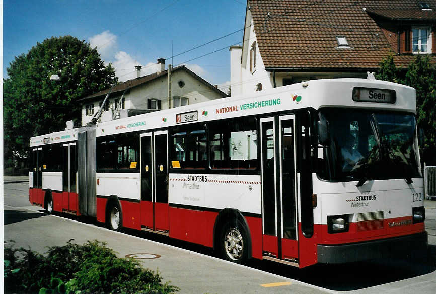 (080'112) - SW Winterthur - Nr. 122 - Saurer/FHS Gelenktrolleybus am 28. August 2005 in Winterthur, Hinterdorf-Seen