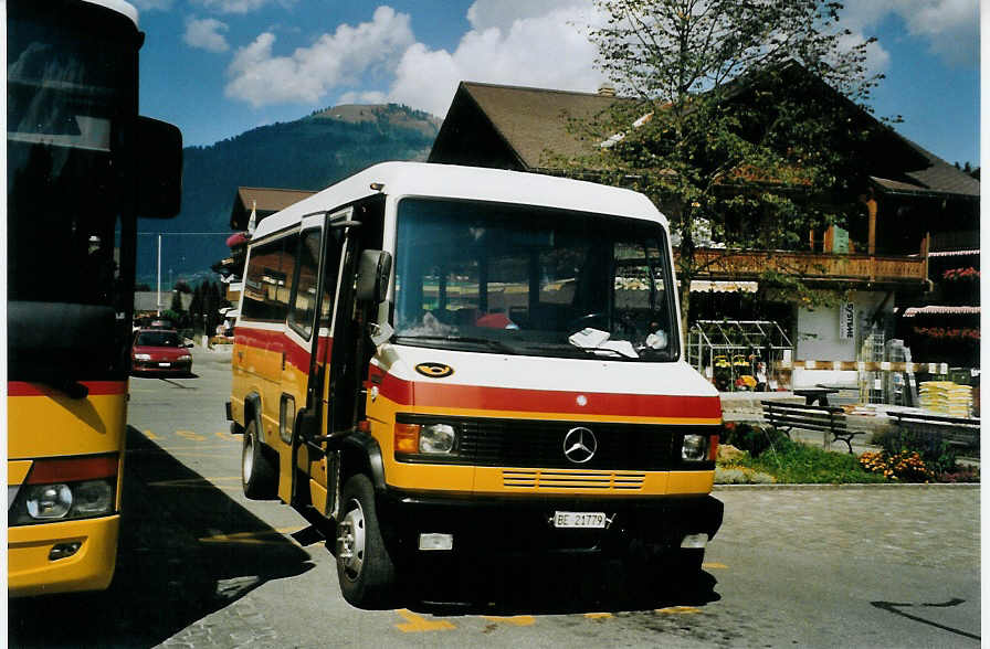 (080'230) - Kbli, Gstaad - BE 21'779 - Mercedes/Auwrter (ex von Grnigen, Turbach) am 3. September 2005 beim Bahnhof Gstaad