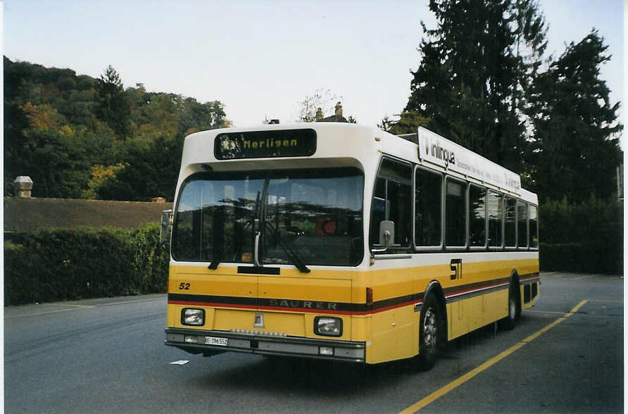 (080'711) - STI Thun - Nr. 52/BE 396'552 - Saurer/R&J am 15. Oktober 2005 bei der Schifflndte Thun