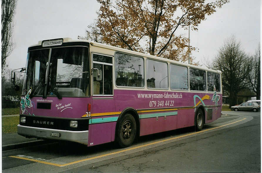 (081'827) - Wymann, Liebefeld - Nr. 23/BE 328'008 - Saurer/Lauber (ex Lehmann, Dieterswil; ex Stucki, Porrentruy Nr. 23) am 12. Dezember 2005 in Thun, Lachen