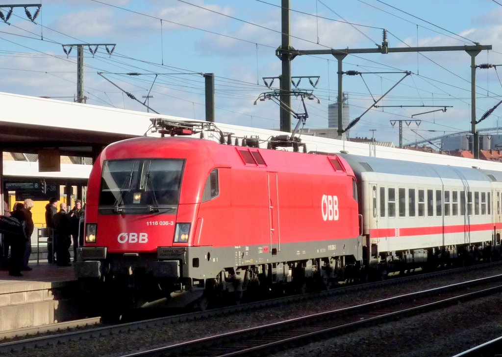 1116 036-3  EX EM Lok Deutschland  mit IC 2082 Knigssee am 05.03.10 in Fulda