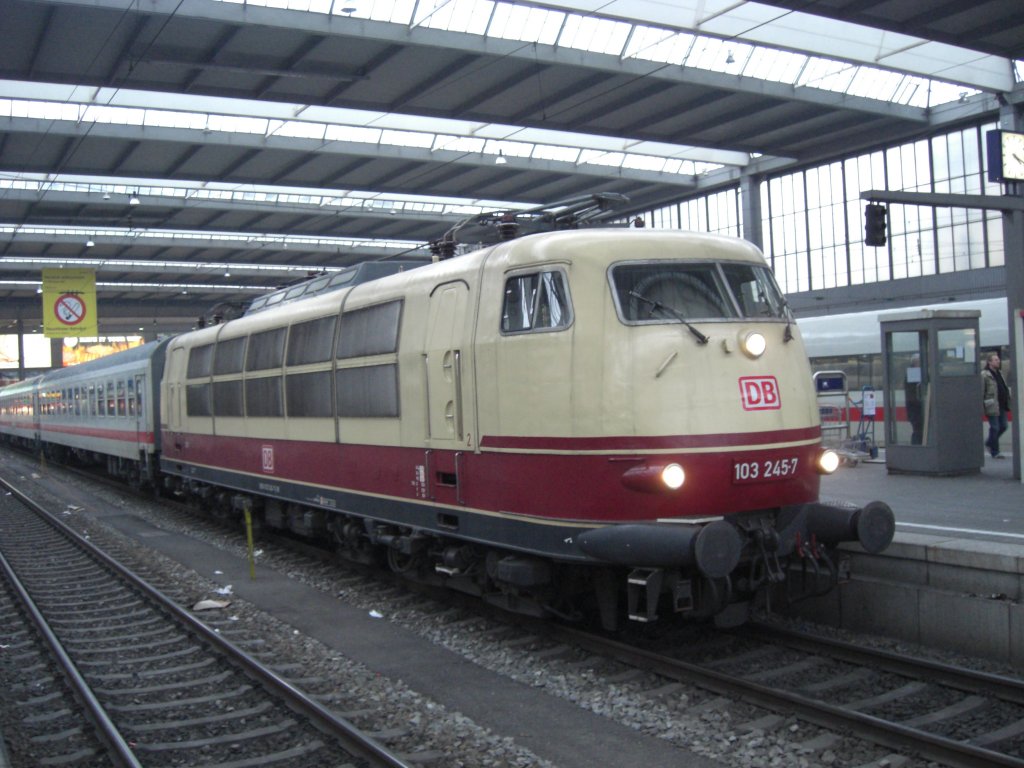 Ein seltener Schnappschu gelang uns am 5. Februar 2010 im Mnchener 
Hauptbahnhofs mit der 103 245-7.