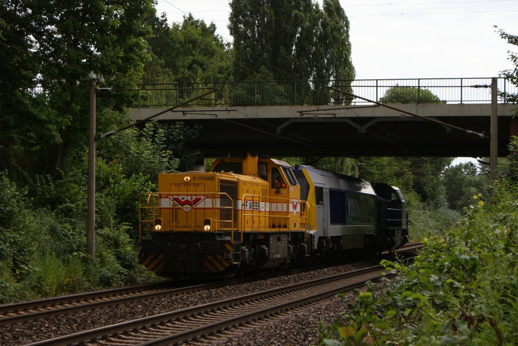 Mak G1700BB + Voith Maxima + Mak G1700BB der Wiebe als Lokzug in Hannover Limmer am 30.07.2010