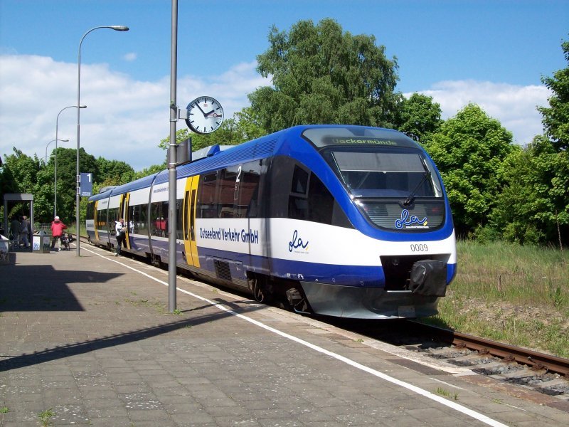 OstseelandVerkehr GmbH VT 0009 im Bahnhof Ueckermnde.
