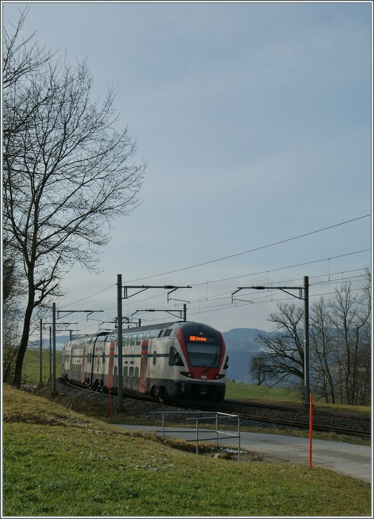 SBB RABe 511 104 auf der Fahrt nach Genve zwischen Romont und Palzieux.
12. Jan. 2013
