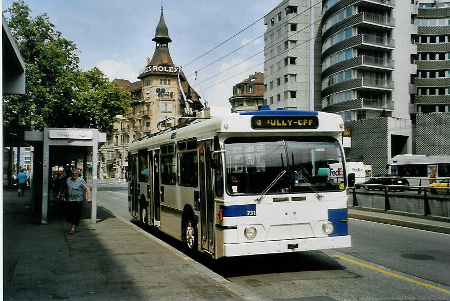 (087'821) - TL Lausanne - Nr. 731 - FBW/Hess Trolleybus am 26. Juli 2006 in Lausanne, Chauderon