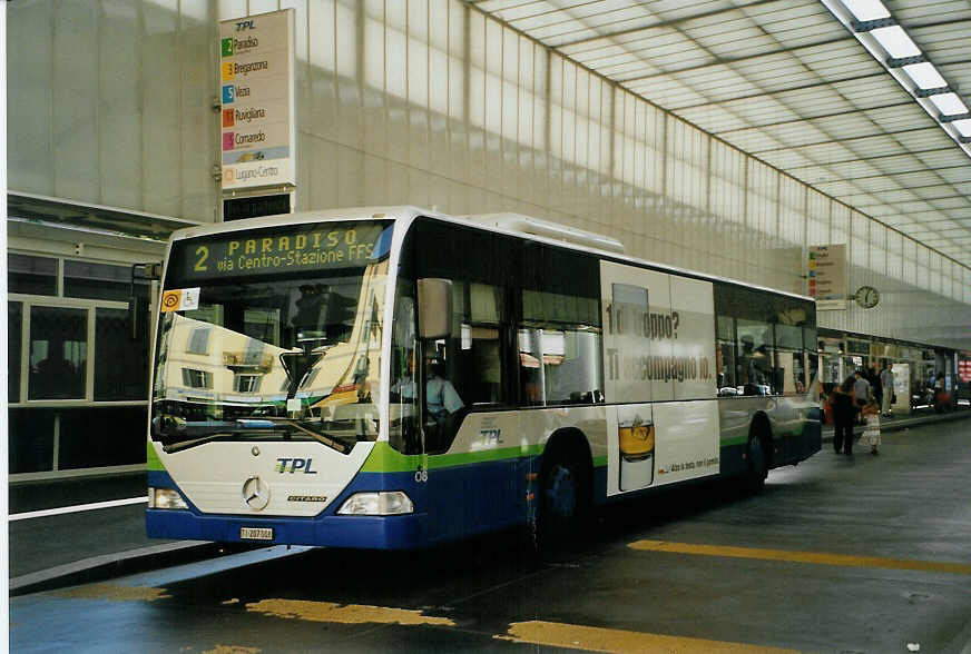 (088'616) - TPL Lugano - Nr. 8/TI 207'008 - Mercedes am 2. August 2006 in Lugano, Centro