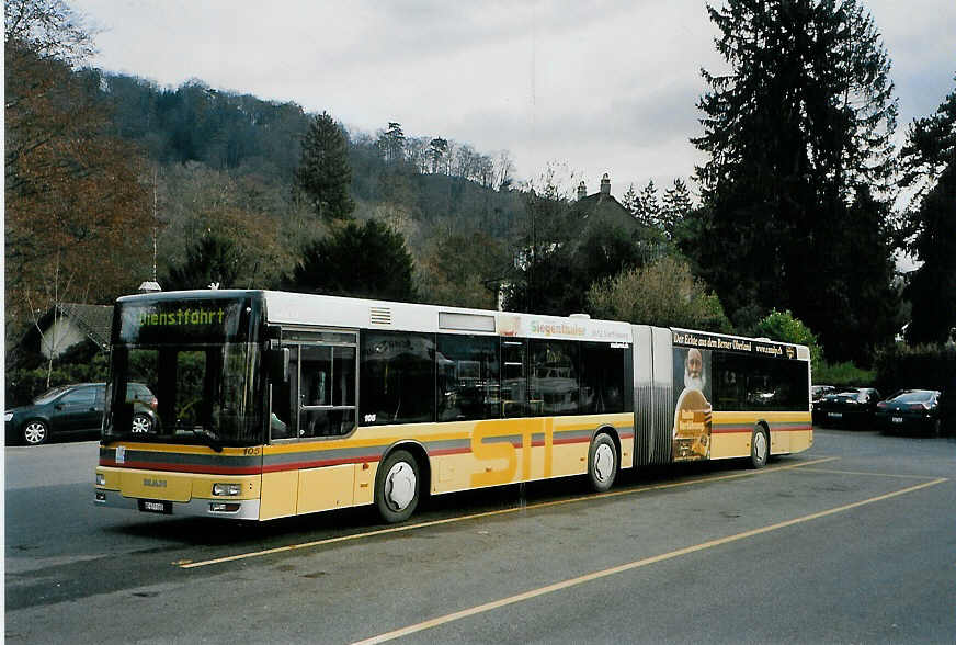 (090'925) - STI Thun - Nr. 105/BE 577'105 - MAN am 8. Dezember 2006 bei der Schifflndte Thun