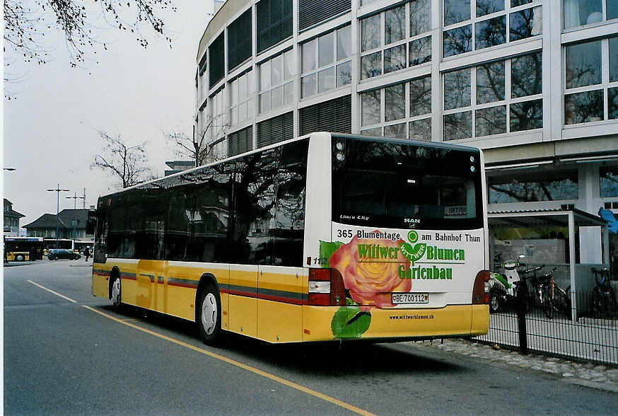 (091'029) - STI Thun - Nr. 112/BE 700'112 - MAN am 20. Dezember 2006 bei der Schifflndte Thun