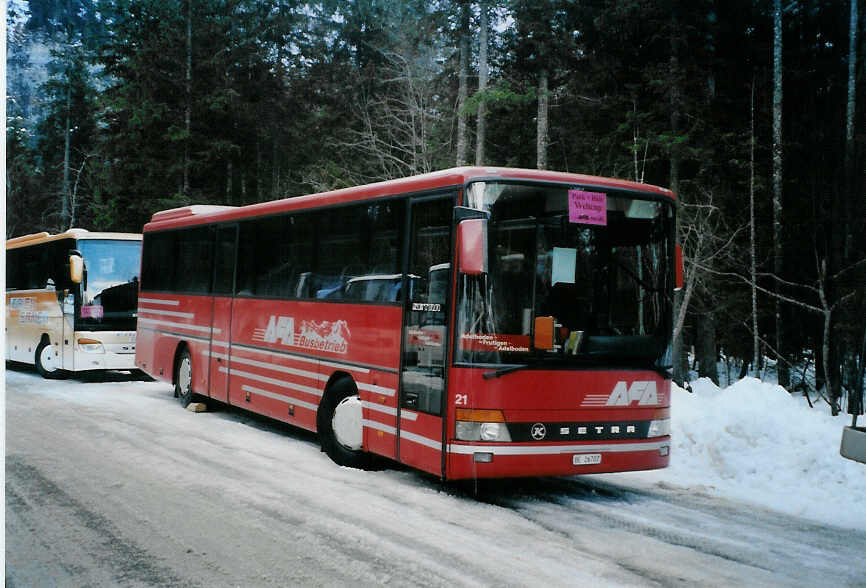 (091'504) - AFA Adelboden - Nr. 21/BE 26'707 - Setra (ex Nr. 7) am 7. Januar 2007 in Adelboden, Unter dem Birg