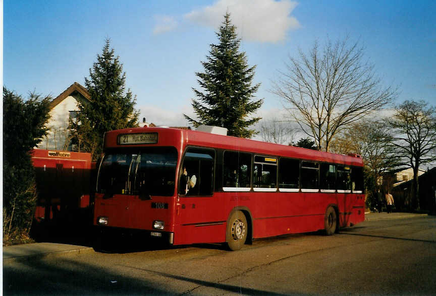 (091'634) - Bernmobil, Bern - Nr. 108/BE 500'108 - Volvo/R&J am 14. Januar 2007 in Bremgarten, Endstation