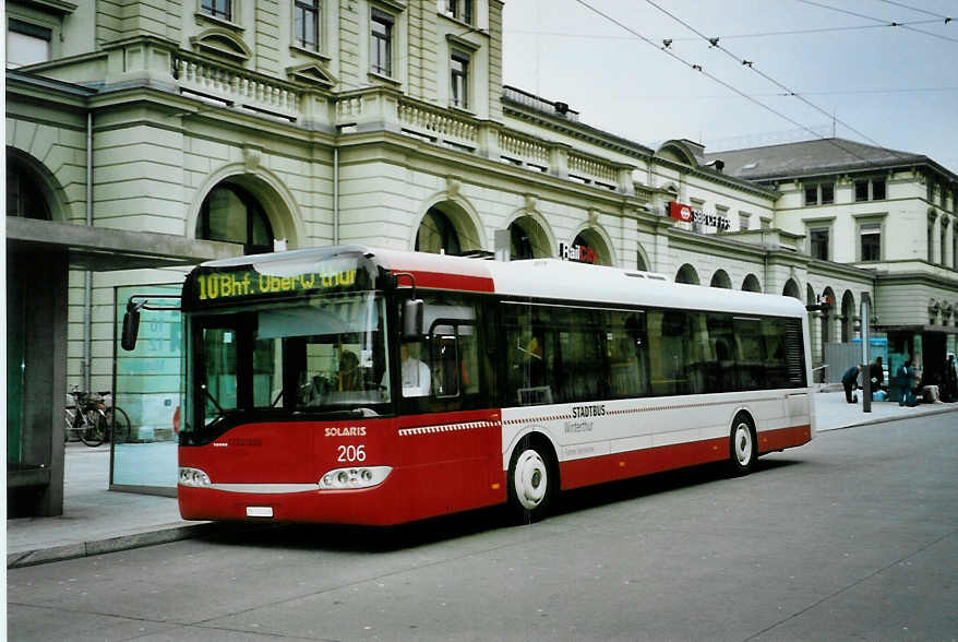 (093'212) - SW Winterthur - Nr. 206/ZH 730'206 - Solaris am 22. Mrz 2007 beim Hauptbahnhof Winterthur