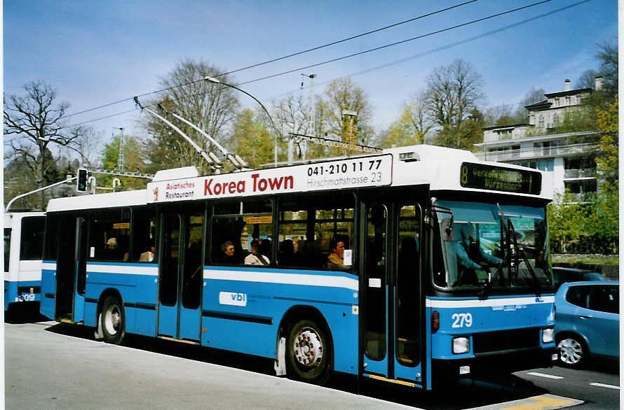 (093'833) - VBL Luzern - Nr. 279 - NAW/R&J-Hess Trolleybus am 13. April 2007 in Luzern, Verkehrshaus