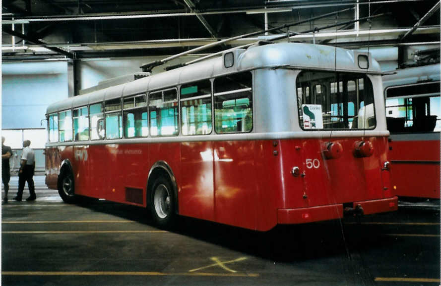 (098'636) - WV Winterthur - Nr. 50 - Saurer/Saurer Trolleybus am 15. September 2007 in Winterthur, Depot Grzefeld