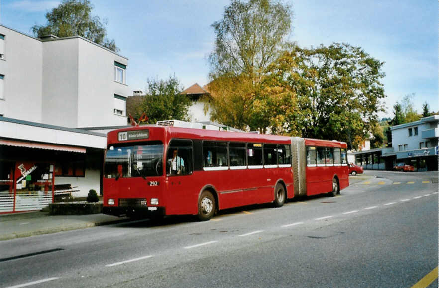 (099'515) - Bernmobil, Bern - Nr. 292/BE 419'292 - Volvo/R&J-Hess-Gangloff am 30. September 2007 in Ostermundigen, Wegmhlegssli