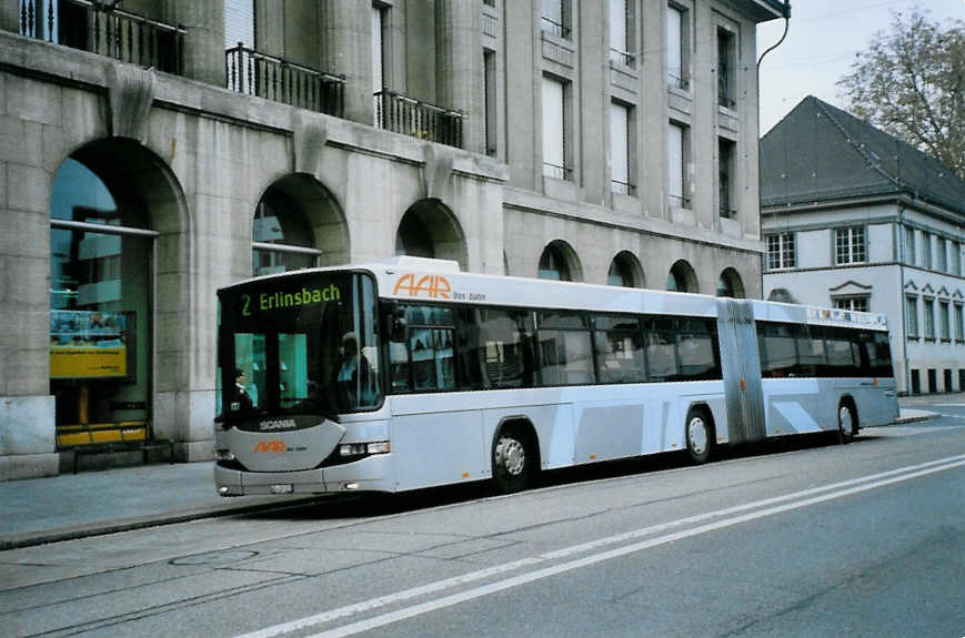 (100'817) - AAR bus+bahn, Aarau - Nr. 164/AG 430'323 - Scania/Hess am 3. November 2007 beim Bahnhof Aarau