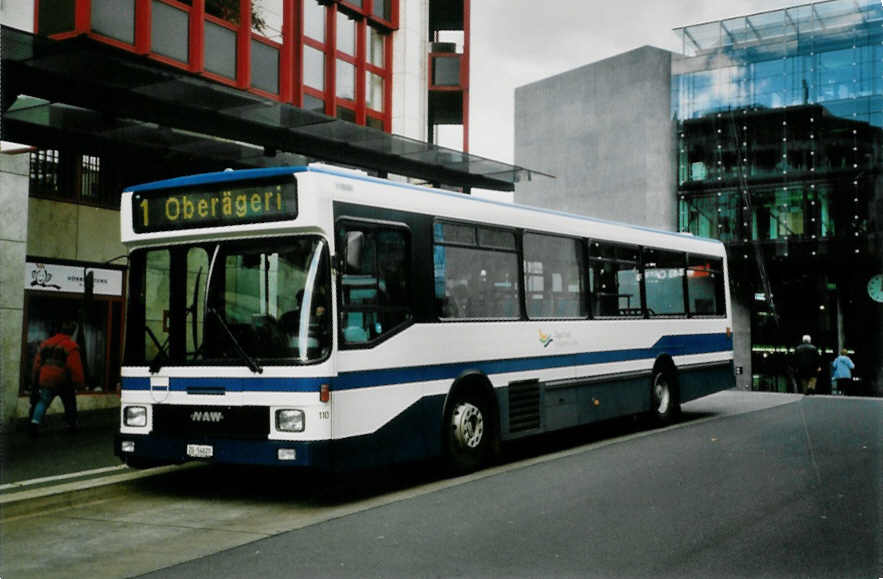 (101'327) - ZVB Zug - Nr. 110/ZG 54'620 - NAW/Hess (ex Nr. 100) am 26. November 2007 beim Bahnhof Zug