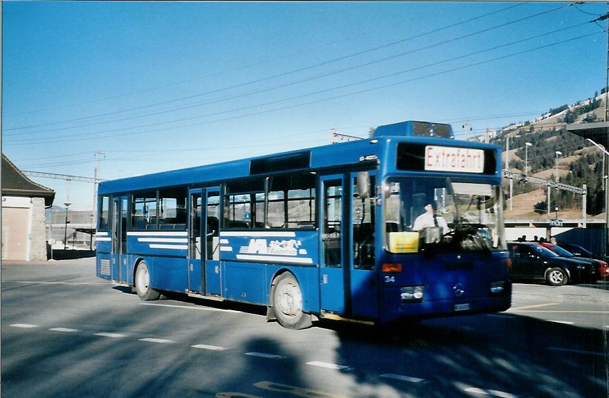 (104'707) - AFA Adelboden - Nr. 34/BE 263'015 - Mercedes (ex Nr. 17; ex Frhlich, Zrich Nr. 603; ex VBZ Zrich Nr. 682) am 24. Februar 2008 beim Bahnhof Frutigen