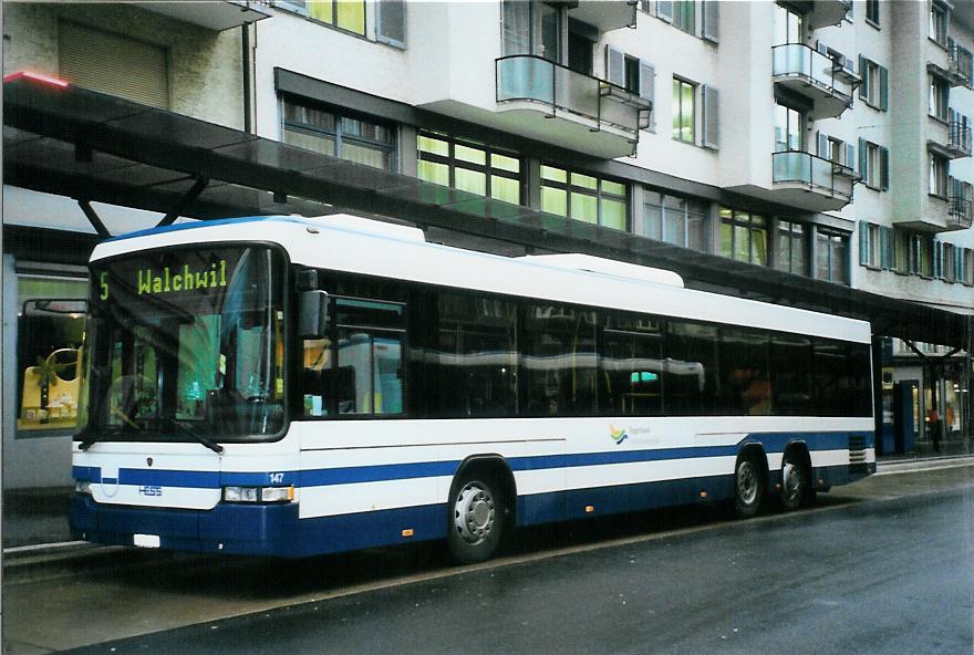 (105'312) - ZVB Zug - Nr. 147/ZG 3397 - Scania/Hess am 17. Mrz 2008 beim Bahnhof Zug