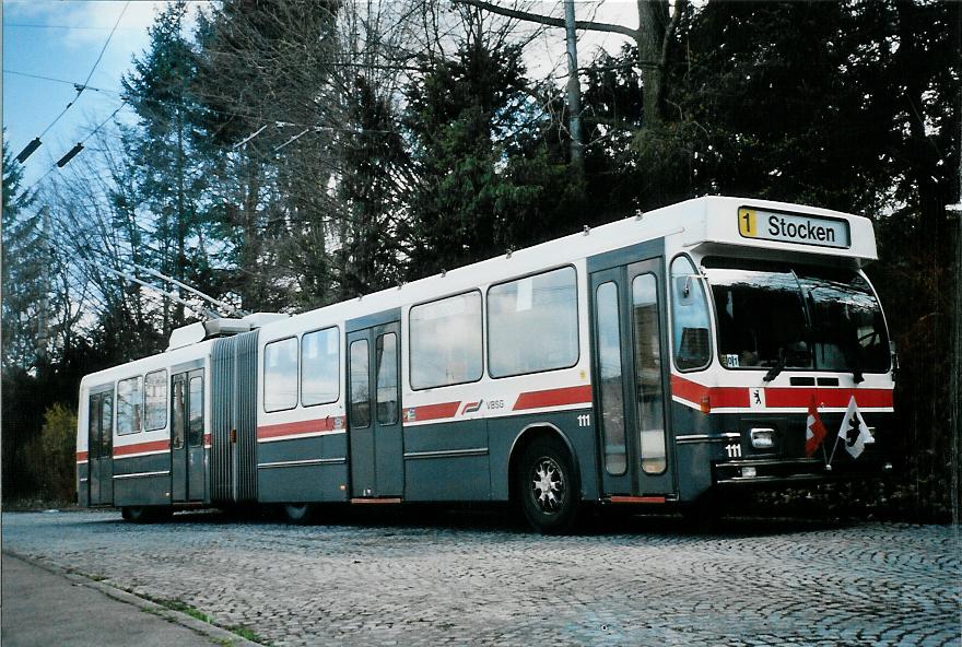 (105'919) - VBSG St. Gallen - Nr. 111 - Saurer/Hess Gelenktrolleybus am 29. Mrz 2008 in St. Gallen, Stocken