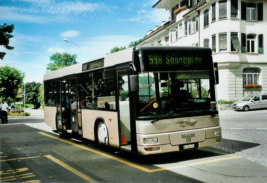 (109'504) - Lengacher, Mnsingen - Nr. 7/BE 556'335 - MAN/Gppel (ex AFA Adelboden Nr. 55; ex Matt, FL-Mauren Nr. 66) am 19. Juli 2008 beim Bahnhof Mnsingen